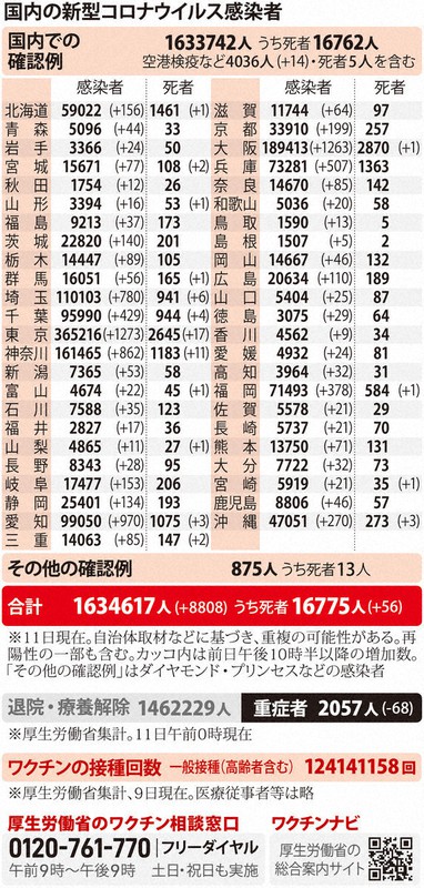国内の新型コロナウイルス感染者