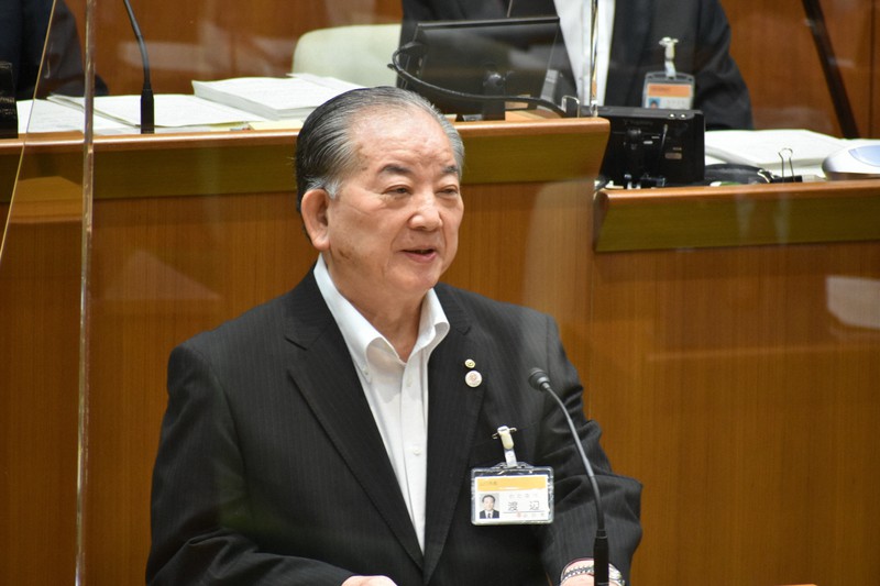市議会で今期限りの退任を表明した山口市の渡辺純忠市長=山口市役所で2021年9月13日午前10時7分、林大樹撮影