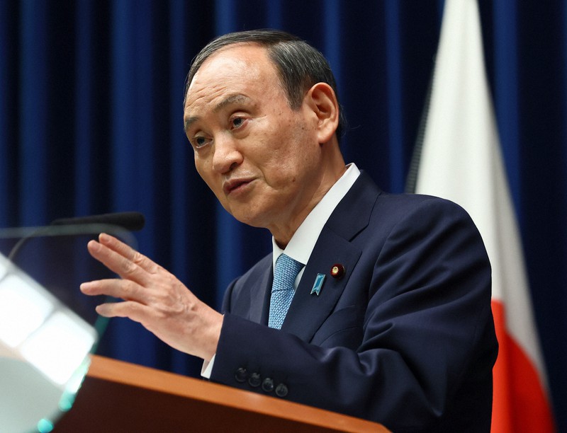記者会見する菅義偉首相=首相官邸で2021年9月9日(代表撮影)