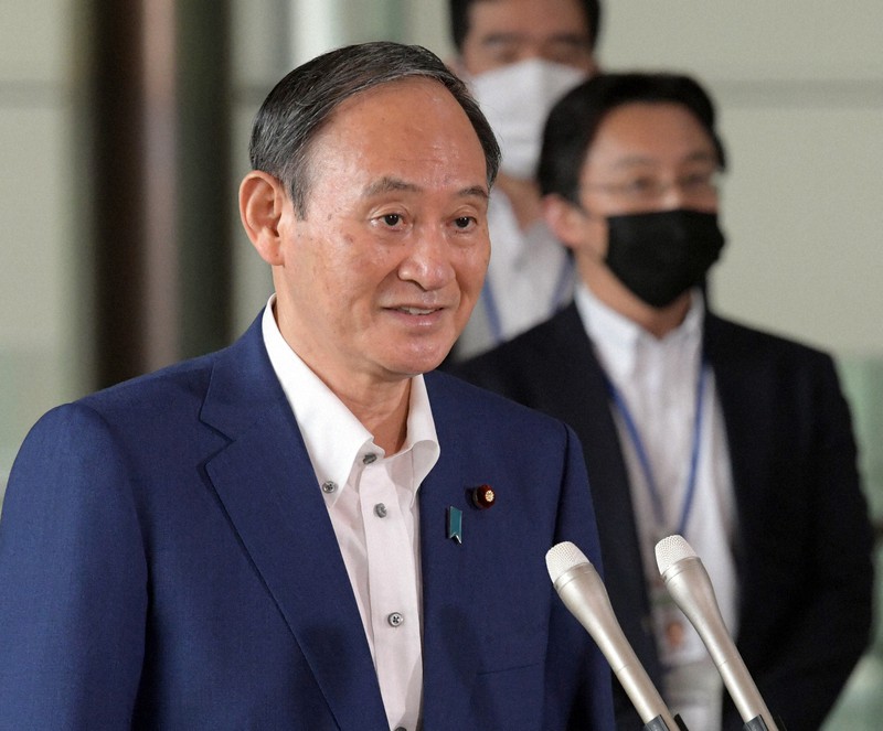 政権発足1年を迎え、記者団の質問に答える菅義偉首相=首相官邸で2021年9月16日午前10時8分、竹内幹撮影