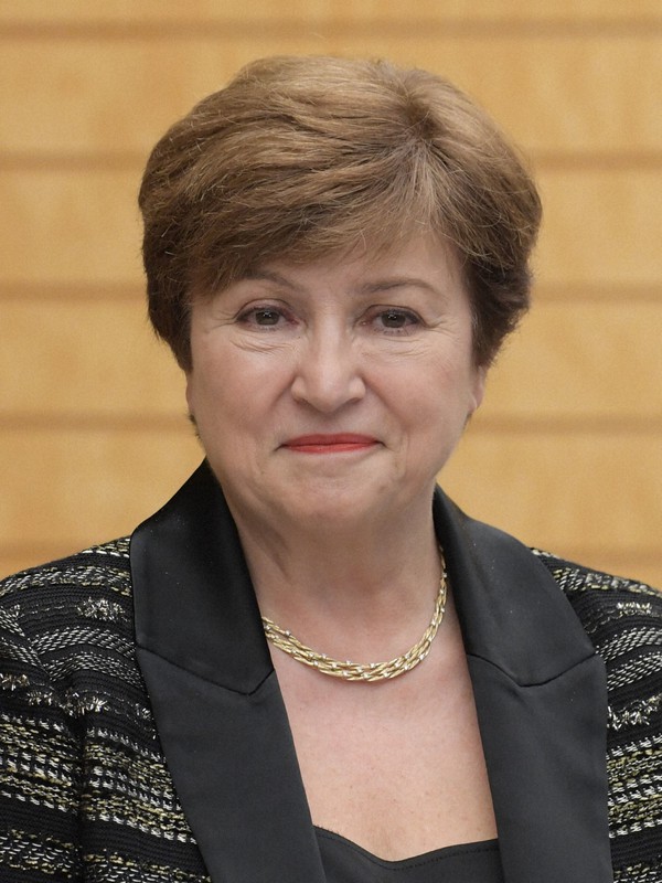 IMFのゲオルギエワ専務理事=首相官邸で2019年11月25日、川田雅浩撮影