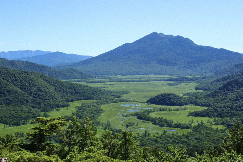 動画で紹介されている尾瀬ケ原の全景=群馬県片品村の至仏山で2021年7月17日、妹尾直道撮影