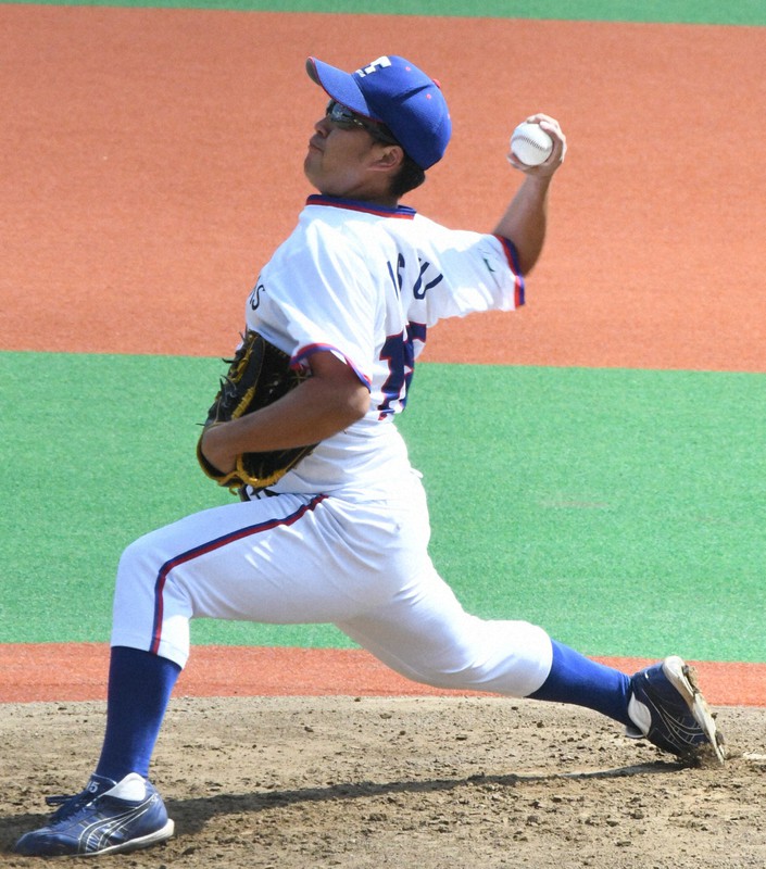 JR東日本に完封勝利した東京ガスの臼井=大田スタジアムで2021年9月23日午前10時14分、川村咲平撮影