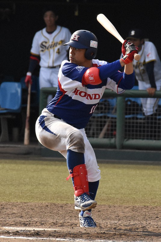 ホンダ鈴鹿のベテラン・畔上=愛知・岡崎市民球場で2021年9月24日午後3時33分、岸本悠撮影