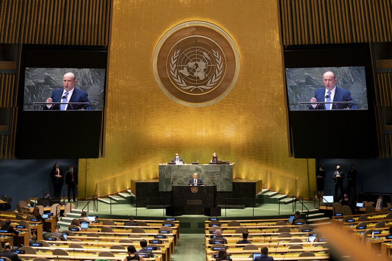 最終日を迎えた国連総会一般討論演説=米ニューヨークの国連本部で2021年9月27日、AP