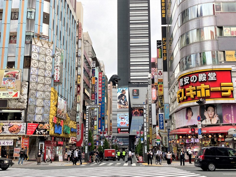 基準地価が下落した新宿・歌舞伎町。新型コロナウイルスの影響で飲食店の撤退が相次ぎ、店名の書かれていない看板が目につく=2021年9月17日午後3時46分、中津川甫撮影