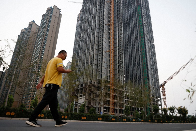 中国恒大集団が手掛ける未完成のマンション=中国河南省洛陽市で、ロイター