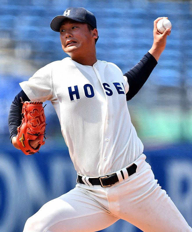 法大の山下輝投手=神宮球場で2020年8月16日、西夏生撮影