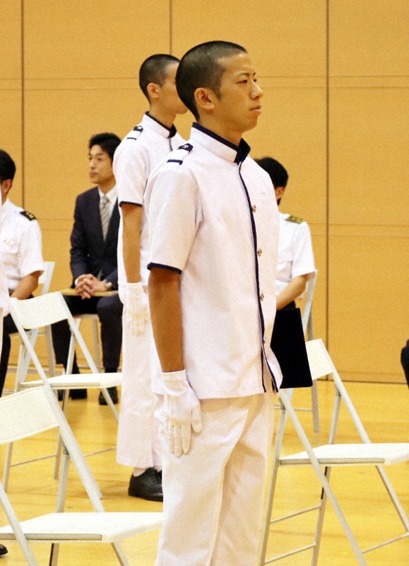 ボートレーサー養成所の入所式に参加する野田昇吾さん=2021年10月5日(日本モーターボート競走会提供)
