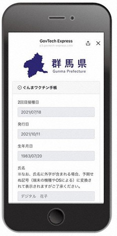 ぐんまワクチン手帳のイメージ=群馬県提供