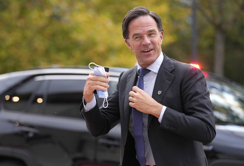 オランダのルッテ首相=スロベニア・クラニで2021年10月5日、AP