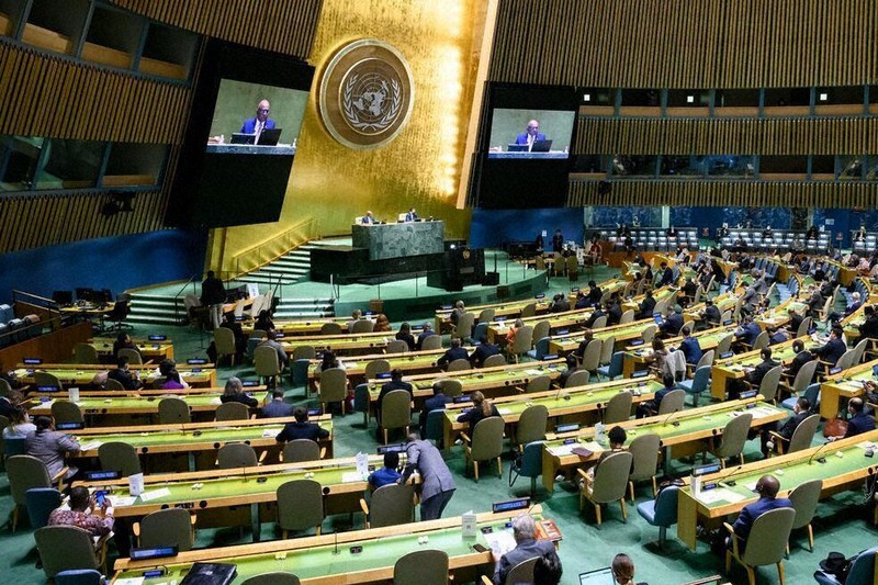 人権理事会の理事国を改選する選挙が行われた国連総会=米ニューヨークで2021年10月14日、国連提供