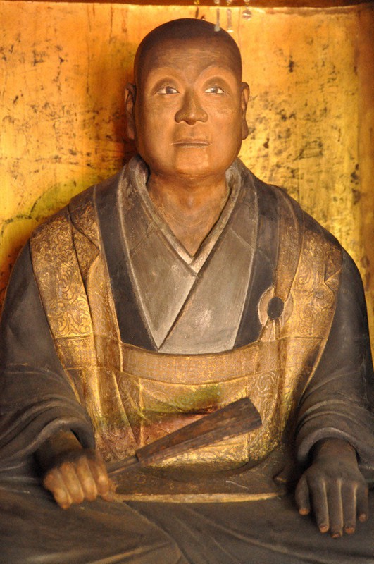 織田有楽斎が復興した正伝院の歴史を継ぐ正伝永源院に伝わる有楽斎の像。戦乱の世を生きたその面影を伝える=京都市東山区で、花澤茂人撮影