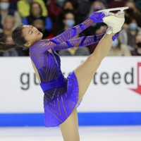 フィギュアスケートGPシリーズ・スケートアメリカ、女子フリーで演技する坂本花織＝10月24日、AP