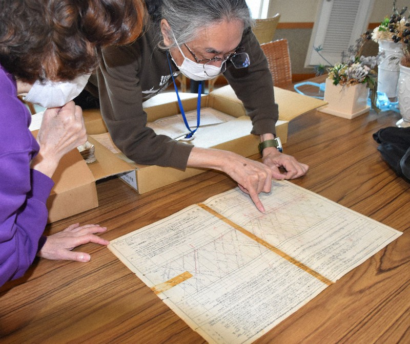 摩周丸で見つかった運航記録=北海道函館市若松町で2021年11月4日、真貝恒平撮影