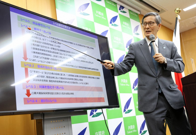 記者会見する新型コロナウイルス感染症対策分科会の尾身茂会長=東京都千代田区で2021年11月8日午後2時50分、佐々木順一撮影