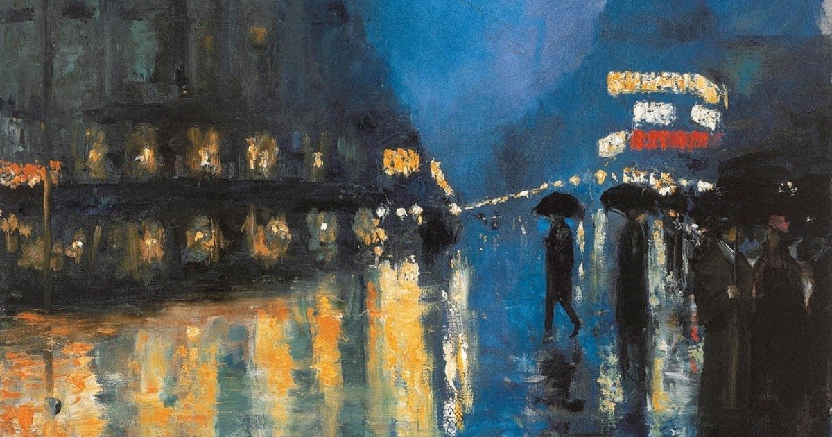 絵画 Berlin アートの扉：レッサー・ユリィ 夜のポツダム広場 冷気感じる都市の雨