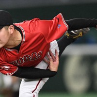【大津町（ホンダ熊本）－名古屋市（東邦ガス）】好投した名古屋市の3番手・松本＝東京ドームで2021年12月6日、前田梨里子撮影