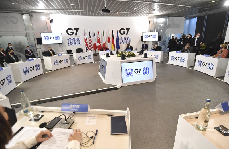英リバプールで開催されたG7の外相会合=2021年12月12日、AP
