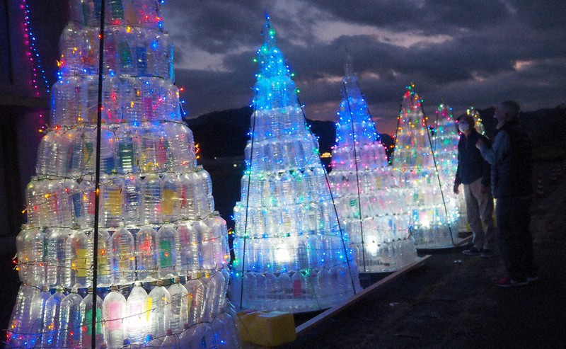 風物詩、今年も輝く ペットボトルのツリー 朝来 ／兵庫 | 毎日新聞