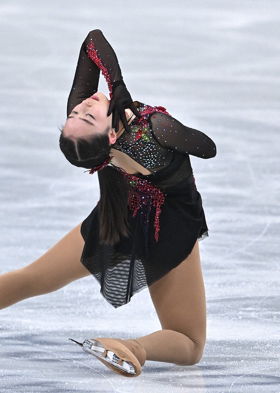 女子フリーで演技する竹野仁奈＝さいたまスーパーアリーナで2021年12月25日、手塚耕一郎撮影