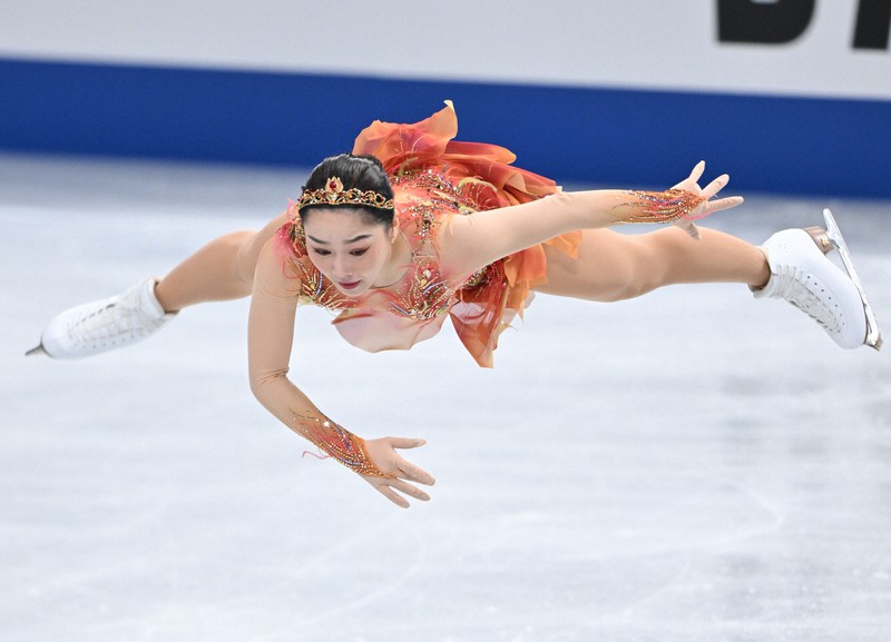 女子フリーで演技する樋口新葉＝さいたまスーパーアリーナで2021年12月25日、手塚耕一郎撮影