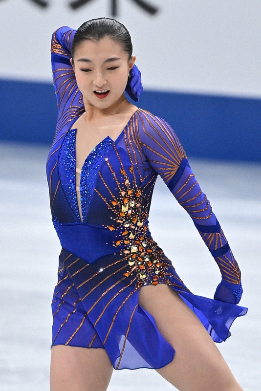 女子フリーで演技する坂本花織＝さいたまスーパーアリーナで2021年12月25日、手塚耕一郎撮影