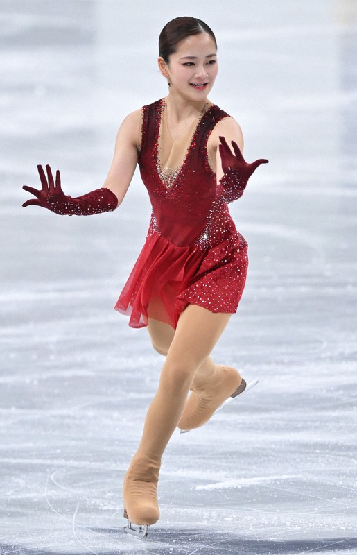 女子フリーで演技する渡辺倫果＝さいたまスーパーアリーナで2021年12月25日、手塚耕一郎撮影