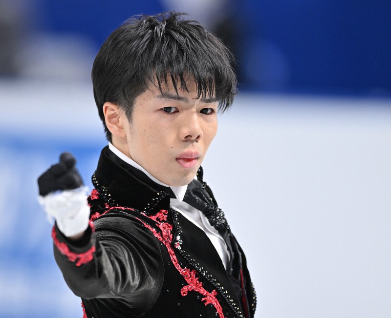 男子フリーで演技する佐藤駿=さいたまスーパーアリーナで2021年12月26日、手塚耕一郎撮影