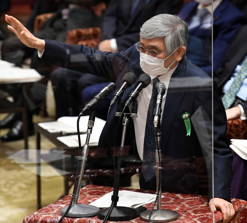 衆院予算委員会で質問に答える日銀の黒田東彦総裁=2021年12月15日、竹内幹撮影
