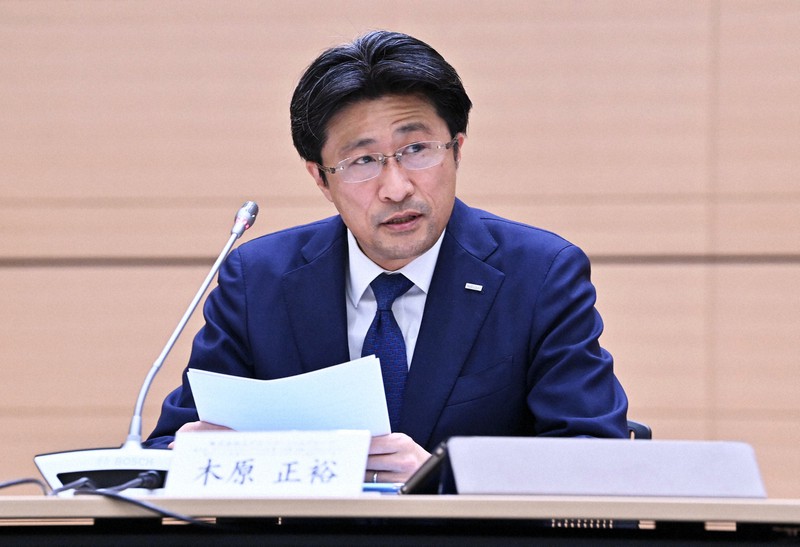 記者会見でシステム障害に関する業務改善計画を公表する次期みずほFG社長の木原正裕執行役=東京都千代田区で2022年1月17日午後5時8分、西夏生撮影