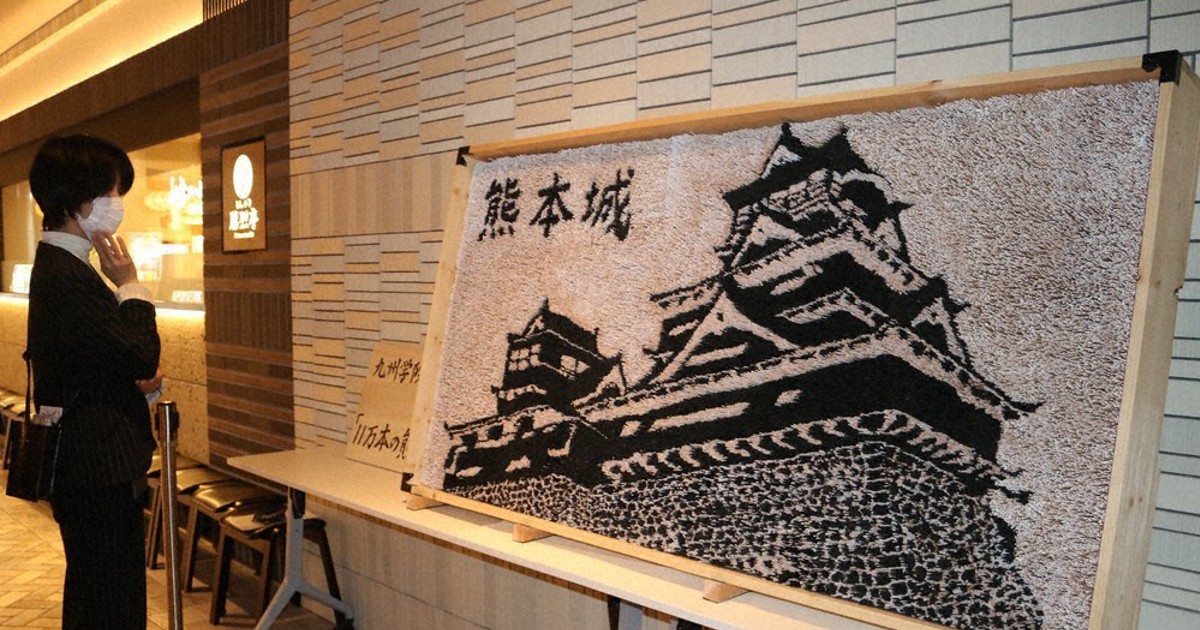 つまようじ11万本で熊本城 高校生 コツコツ2週間 地震復興願い 毎日新聞