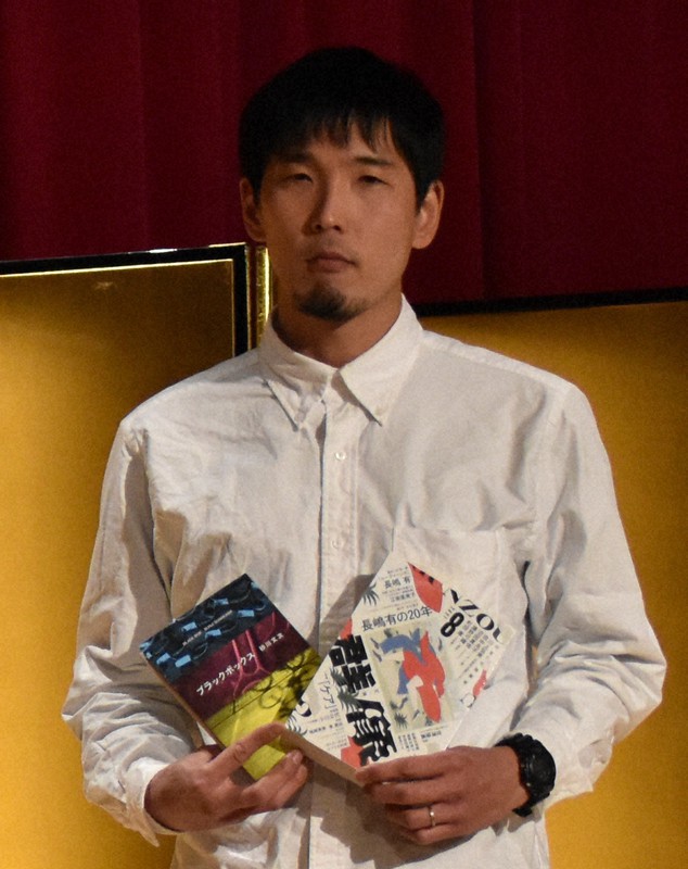 芥川賞に決まった砂川文次さん=東京都千代田区で19日、大沢瑞季撮影