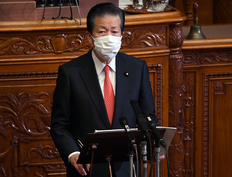 参院本会議で代表質問をする公明党の山口那津男代表=国会内で2022年1月21日午前10時2分、竹内幹撮影