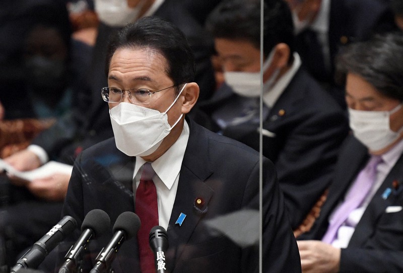 衆院予算委員会で質問に答える岸田文雄首相＝国会内で2022年1月24日午前9時17分、竹内幹撮影