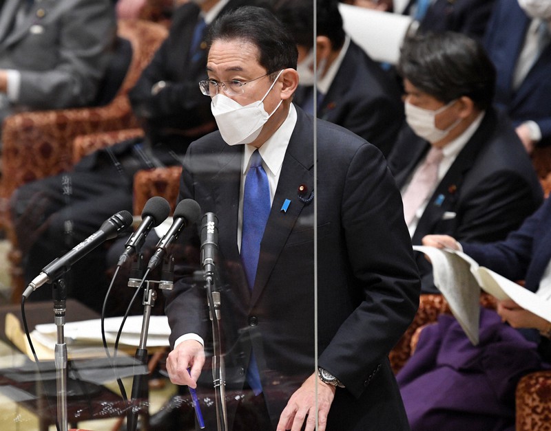 岸田文雄首相=国会内で2022年1月26日、竹内幹撮影