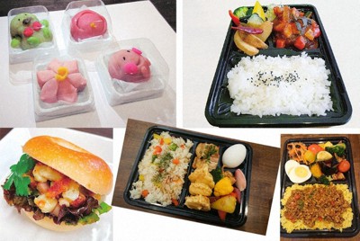 上段　低糖質 練り切り、ドライカレーランチ、下段右　がぶっとガパオ