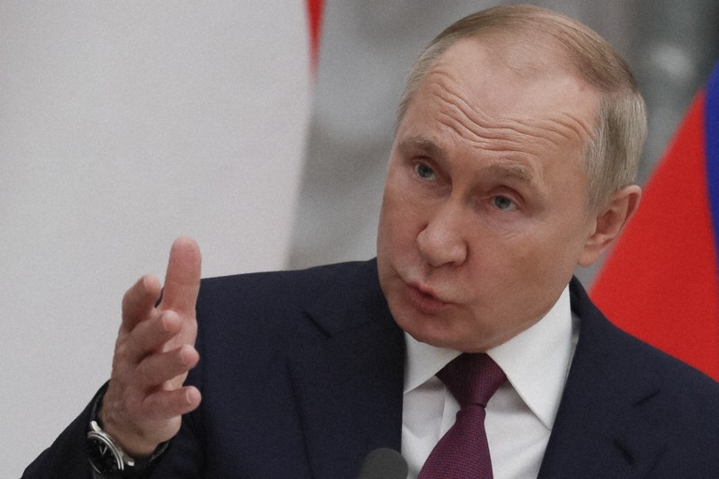 ロシアのプーチン大統領=モスクワで2022年2月1日、AP