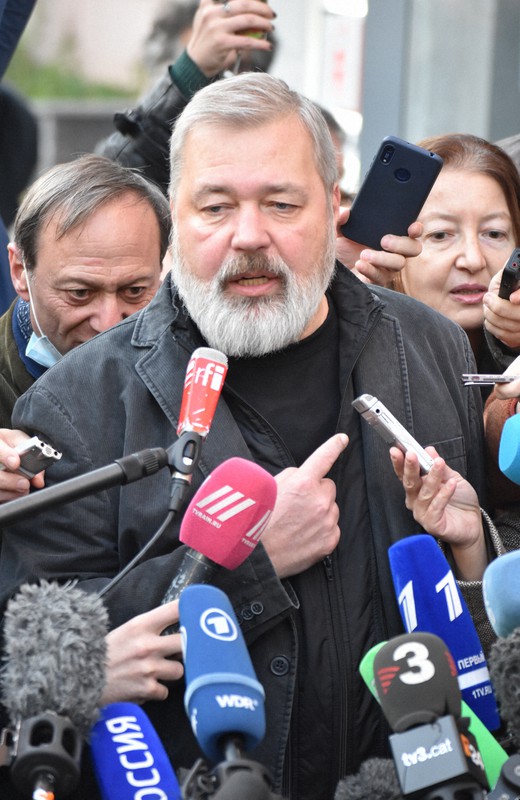 ロシア紙「ノーバヤ・ガゼータ」のドミトリー・ムラトフ編集長＝モスクワで2021年10月8日、前谷宏撮影