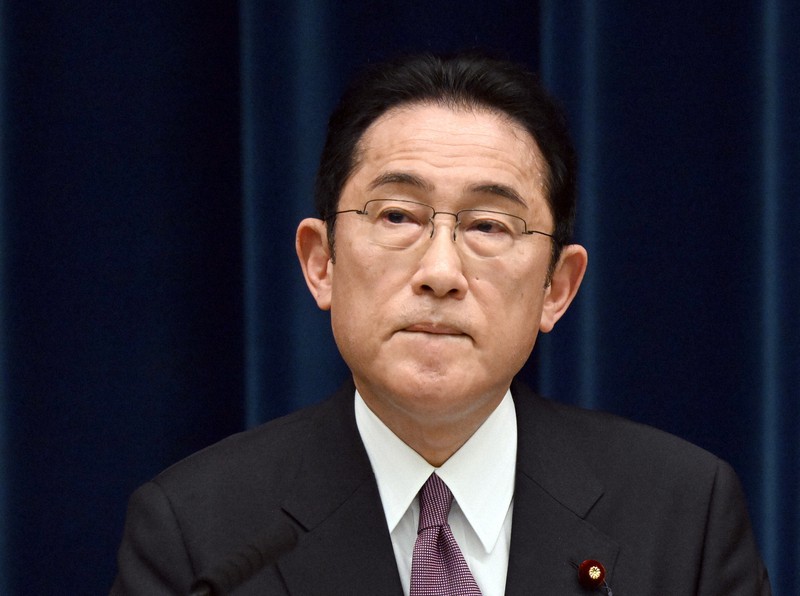 記者会見する岸田文雄首相。省エネへの協力を自ら国民に呼びかけた=首相官邸で2022年3月3日午後、竹内幹撮影