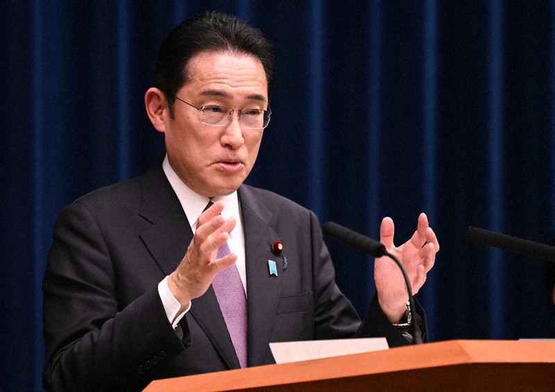 記者会見する岸田文雄首相=首相官邸で2022年3月3日、竹内幹撮影