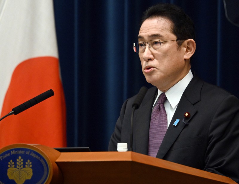 記者会見する岸田文雄首相=首相官邸で2022年3月16日午後7時4分、竹内幹撮影