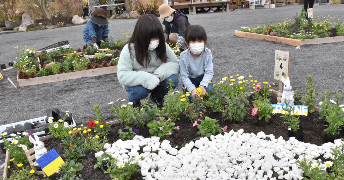 花壇でウクライナの平和祈る 人とみどりふれあいいち 造園業者ら30店出店 大分 毎日新聞