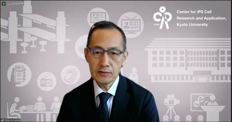 京都大iPS細胞研究所長退任インタビューに臨む山中伸弥・京大教授=2022年3月22日午後4時35分、松本光樹撮影