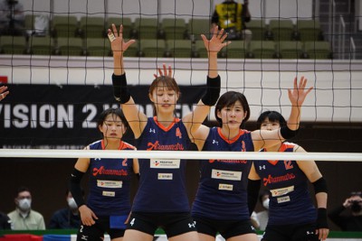 バレーボールのアランマーレ山形＝岐阜市で2022年3月12日午後0時26分、藤倉聡子撮影