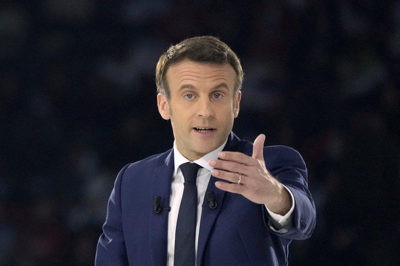 現職のマクロン仏大統領=AP