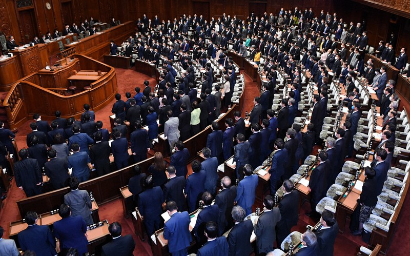 経済安全保障推進法案が賛成多数で可決した衆院本会議=国会内で2022年4月7日午後1時48分、竹内幹撮影