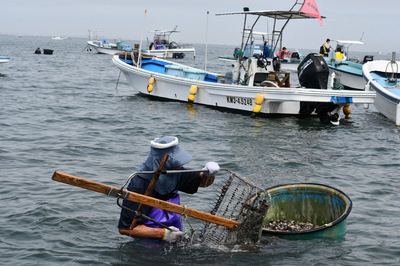 本物を安心して食べて」 熊本のアサリ漁再開、漁師ら笑顔 [写真特集1/7