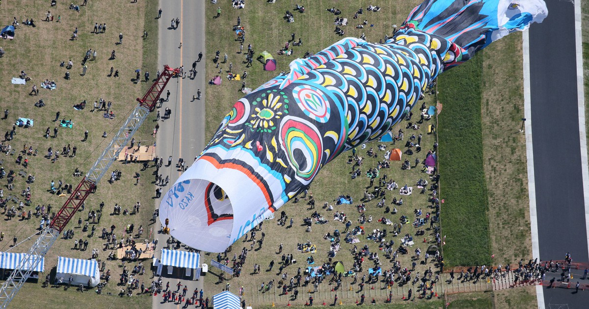 全長100mのジャンボこいのぼり、青空に悠々と 埼玉・加須 | 毎日新聞