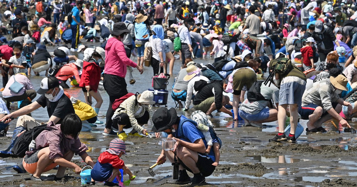 潮干狩りでGW満喫 家族連れら今年最多8300人 千葉・富津 | 毎日新聞